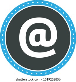 Simple at Symbol In Circle. Flat Icon. Vector Illustration.