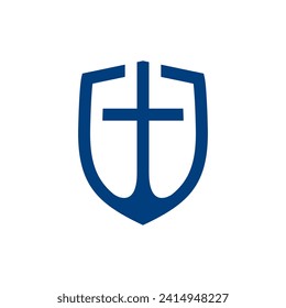 simple symbol combination of shield and cross