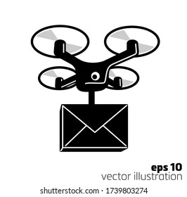 símbolo simple drone entrega el paquete