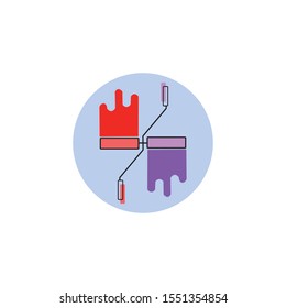 simple symbol of house painting company with roller and colors design