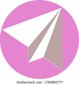 simple symbol of a paper airplane with a pink background. Vector