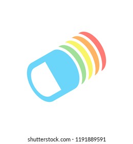 simple symbol of pill or vitamin. Stack of colorful isometric icons on white background