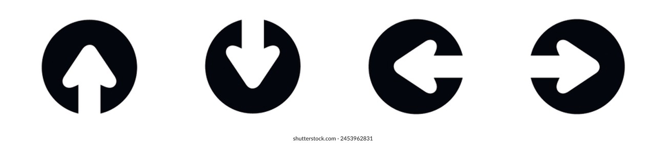 Simple symbol round click. Direction. Sign black pointer. Set icon graphic arrow in vector design