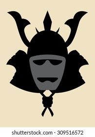 Simple symbol of a samurai armor helmet and mask