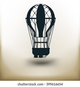 simple symbol square Air Balloon on beige background