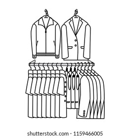 A simple symbolic image of clothing. Storefront. Vector 2D 