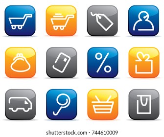 Simple symbols of e-commerce on buttons