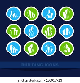 Simple symbols of real estate on stickers