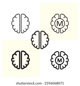 Simple Symmetric Brain logo icon template.