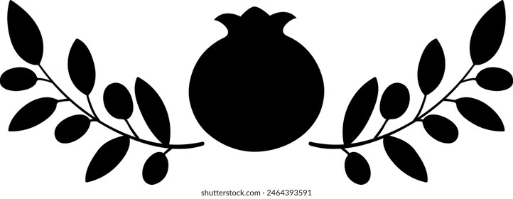 Simple symmetric pomegranat composition clipart