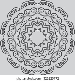 Simple symmetrical  round ornament. Vector illustration.