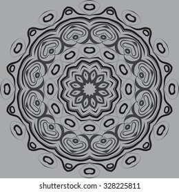 Simple symmetrical  round ornament. Vector illustration.