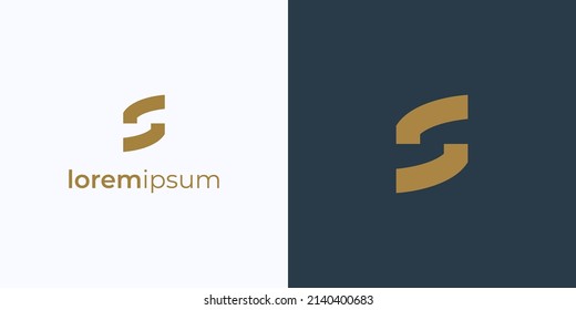 Simple Synergy Logo. Gold Color Initial Letter S isolated on Double Background. Flat Vector Logo Design Template Element for Business and Branding Logos.