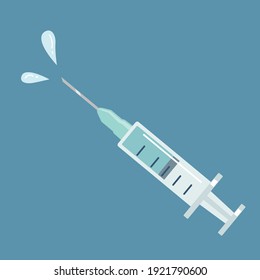 Simple Syringe green background  - vector