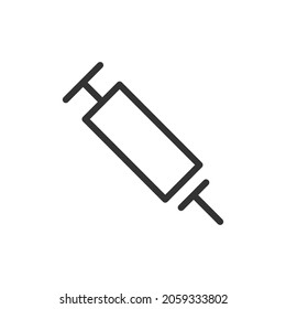 Simple syringe line icon. Premium symbol in stroke style. Design of syringe icon. Vector illustration.