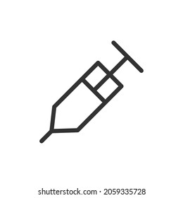 Simple syringe line icon. Premium symbol in stroke style. Design of syringe icon. Vector illustration.