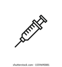Icono simple de la línea de la jeringa. Pictograma de trazo. Ilustración vectorial aislada en un fondo blanco. Símbolo de calidad superior. Signo de vector para aplicaciones móviles y sitios web.