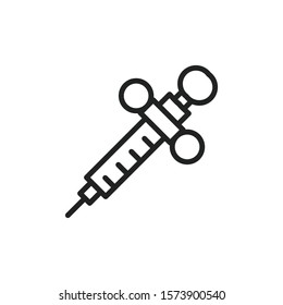 Simple syringe line icon. Stroke pictogram. Vector illustration isolated on a white background. Premium quality symbol. Vector sign for mobile app and web sites.