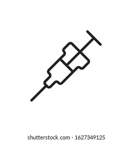 Simple syringe line icon. Stroke pictogram. Vector illustration isolated on a white background. Premium quality symbol. Vector sign for mobile app and web sites.