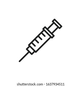 Simple syringe line icon. Stroke pictogram. Vector illustration isolated on a white background. Premium quality symbol. Vector sign for mobile app and web sites.