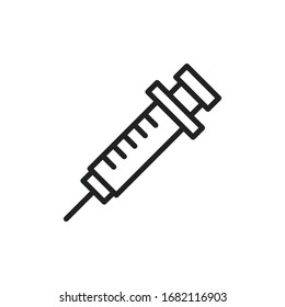 Simple syringe line icon. Stroke pictogram. Vector illustration isolated on a white background. Premium quality symbol. Vector sign for mobile app and web sites.