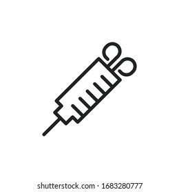 Icono simple de la línea de la jeringa. Pictograma de trazo. Ilustración vectorial aislada en un fondo blanco. Símbolo de calidad superior. Signo de vector para aplicaciones móviles y sitios web.
