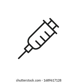 Simple syringe line icon. Stroke pictogram. Vector illustration isolated on a white background. Premium quality symbol. Vector sign for mobile app and web sites.