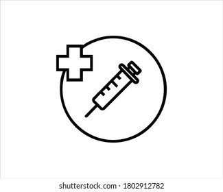 Einfaches Symbol der Spritzenlinie. Piktogramm anheben. Vektorgrafik einzeln auf weißem Hintergrund.