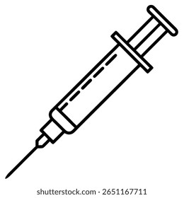 Design de ícone de agulha de seringa simples para cuidados médicos ou conceitos de vacinação
