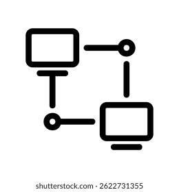 Simple System Topology Icon with Two Interconnected Workstation Nodes