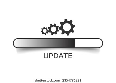 Simple system update interface symbol. App progress bar with gear symbol