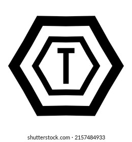logotipo de diseño simple de hexágono T