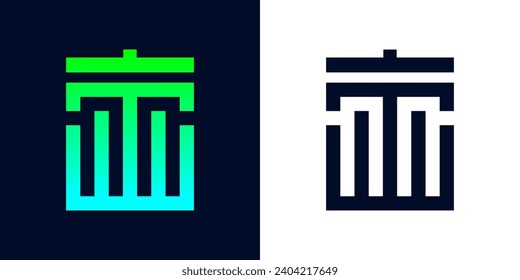 simple T letter abstract logo in the shape of a trash can