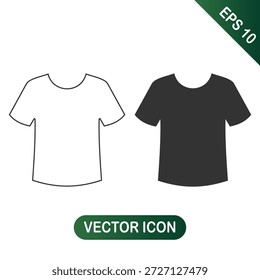 Einfache T-Shirt Umriss und Solid Icons für Bekleidung