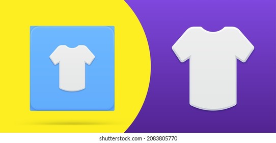 Simple T Shirt Textile Shopping Application 3d Icon Button Set Vector Illustration. Emblem Fashion Boutique Sports Casual Modern Clothes. Logotype Informal Formal Apparel Online Store Order Delivery