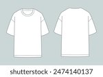 Simple t shirts line templates. Front and back view. Vector illustration