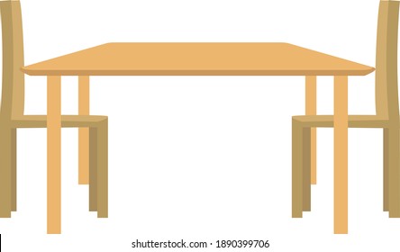 Simple table and chairs seen from the side