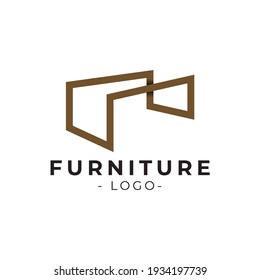 simple table furniture logo vector