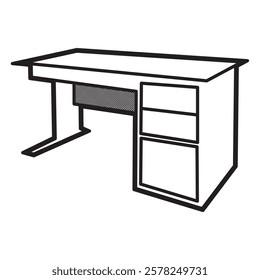 simple table image vector with left facing drawer