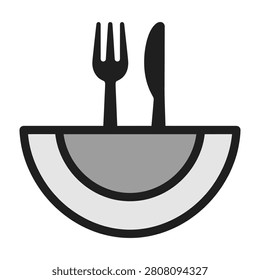 Simple table setting with bowl, fork, and knife, ready for meal