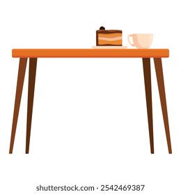 Simple table is showcasing a delectable cake and a steaming cup of coffee, inviting viewers to envision a relaxing break