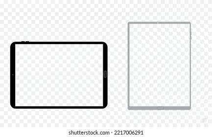 Simple tablet mockup with blank checkered transparent screen.