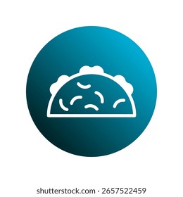 Icono simple del taco en el fondo azul del gradiente del círculo perfecto para los App de la comida y la representación de los Sitios web