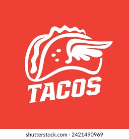 The Simple Taco Logo Design with Fast Wing Vector