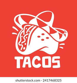 Simple Taco Logo Design with Sombrero Hat