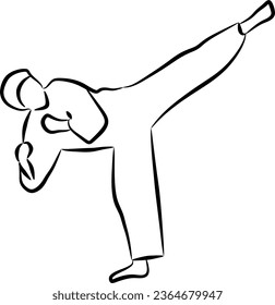 simple taekwondo line drawing vector