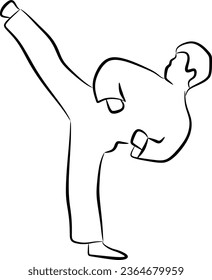 simple taekwondo line drawing vector