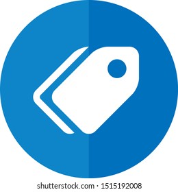 Simple Tag icon Symbol In Circle. Flat Icon on blue background. Vector Illustration.