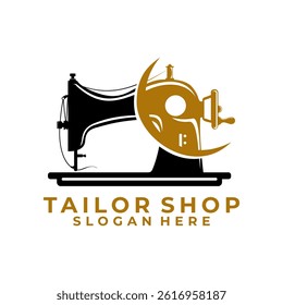 Simple Tailor machine logo design vector template