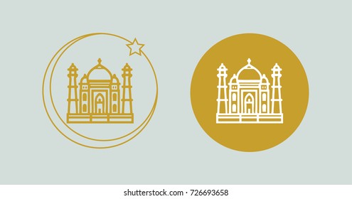 Simple Taj Mahal indian temple icon vector